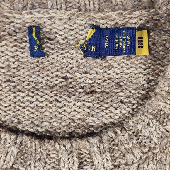 Rare Polo Ralph Lauren Aztec Flower Intarsia Sweater S Beige Multi Unisex  $425 - Picture 14 of 14